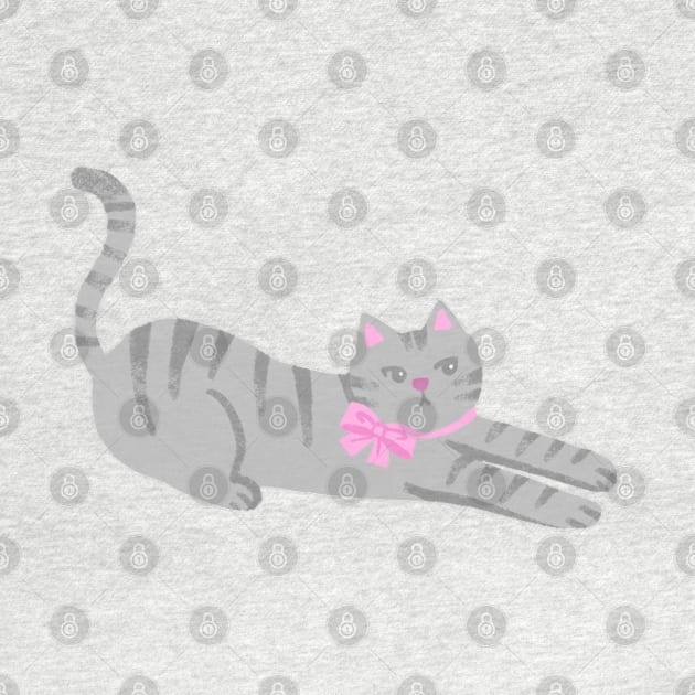 Cat in Pink Ribbon by weirdoinpink